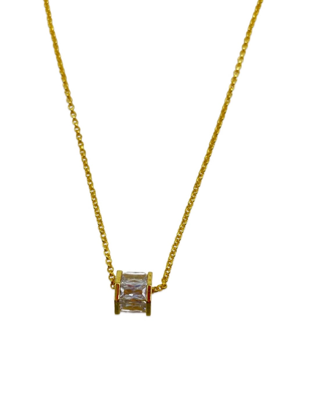 Gold Plated Choker Necklace Barrel Design AD Pendant