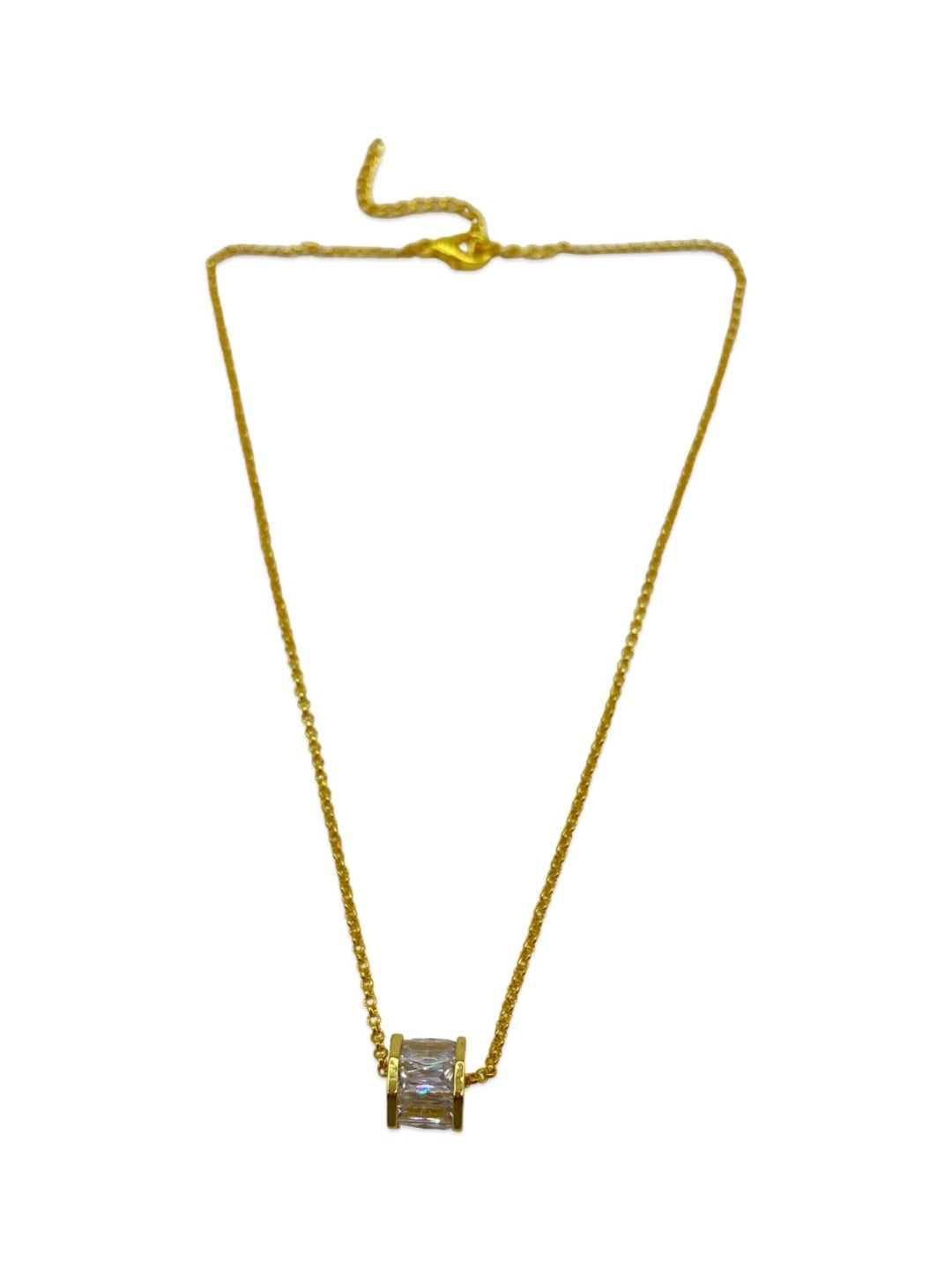 Gold Plated Choker Necklace Barrel Design AD Pendant