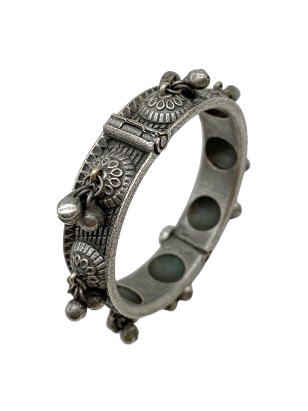 Silver Oxidized Flower with Ghungroo Design Bangle kada