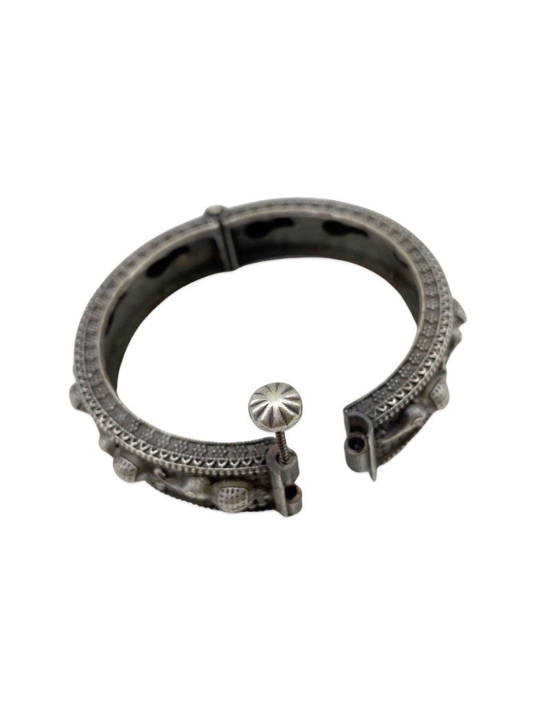 Silver Oxidized Elephant Design Bangle kada