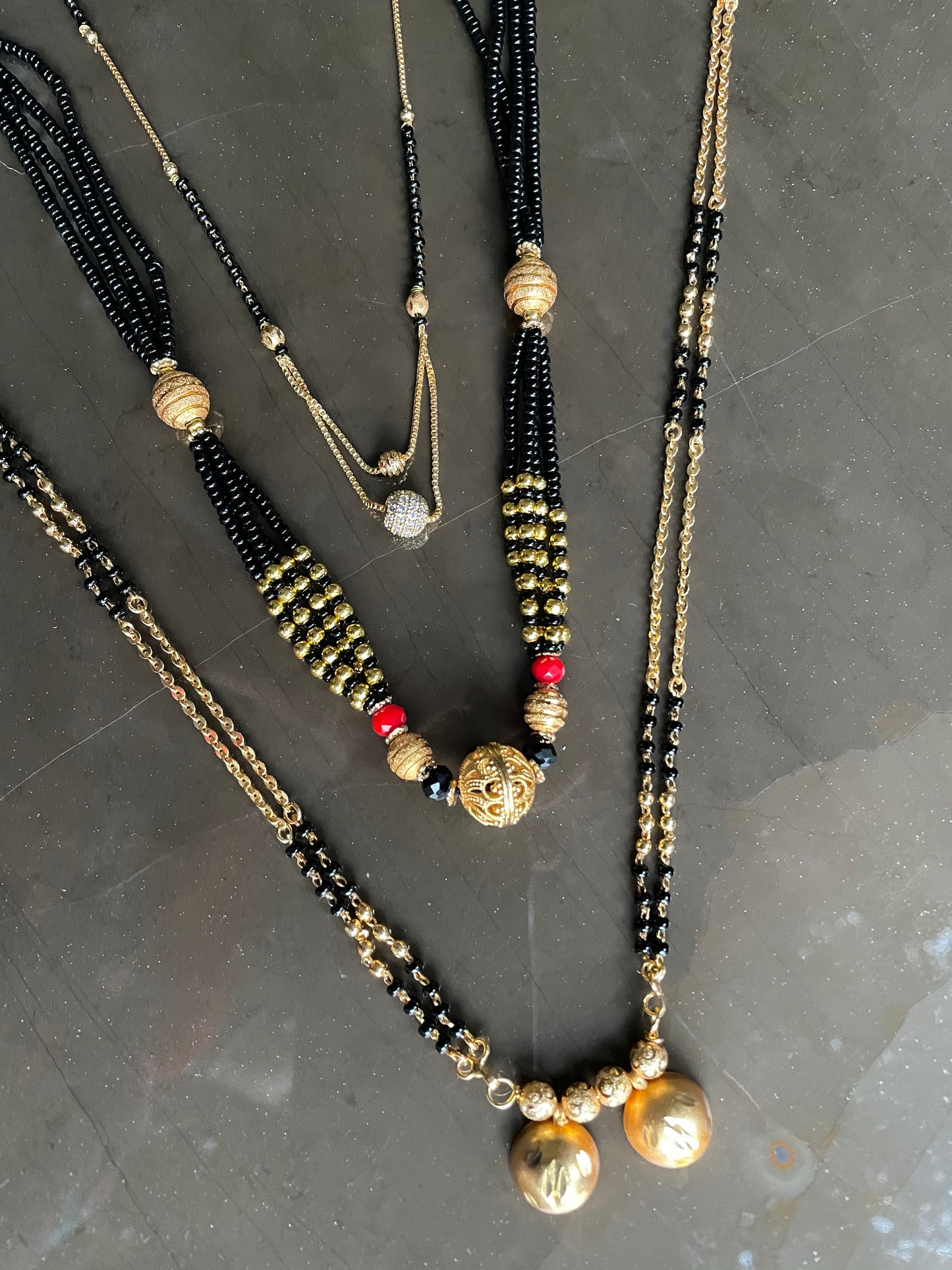 (Combo of 3) Gold Plated Long Mangalsutra Design & Short Mangalsutra Design With AD Diamond & 2 Vati Pendant