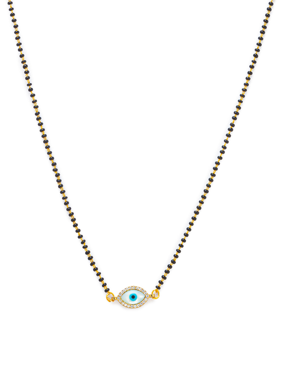 Combo Set of 2 Gold Plated Short Mangalsutra Design and Long Mangalsutra Design Evil Eye AD Pendant