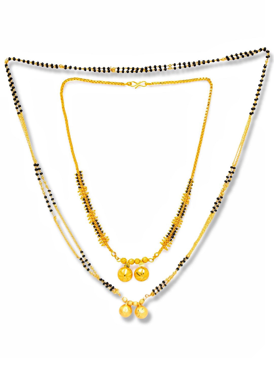 Combo Set of 2 Short Mangalsutra Designs and Long Mangalsutra Designs Gold Plated with Vati Pendant