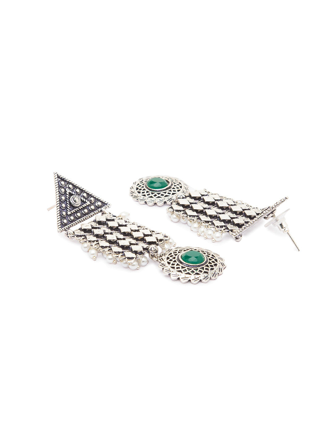 German Oxidized Silver Earrings Antique Tribal Trendy Lightweight Danglers