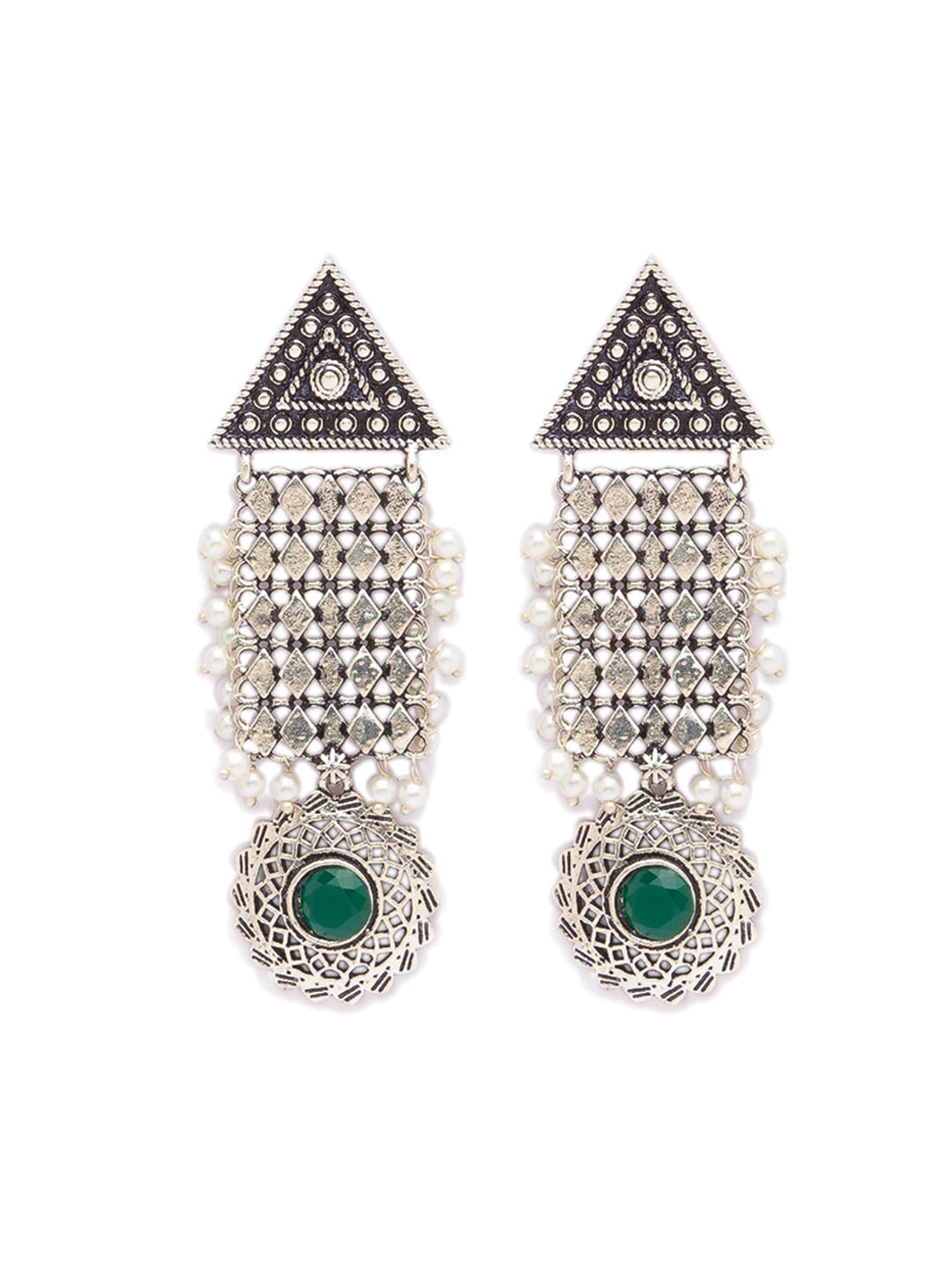 German Oxidized Silver Earrings Antique Tribal Trendy Lightweight Danglers