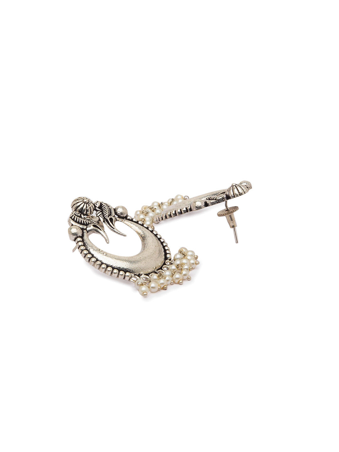 Antique German Silver Oxidized Earrings Chandbali Pearl Ghungroo Tribal Danglers