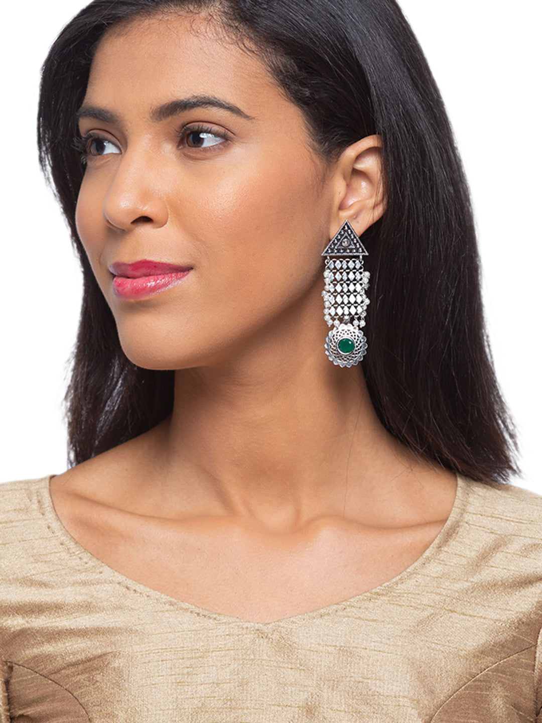 German Oxidized Silver Earrings Antique Tribal Trendy Lightweight Danglers