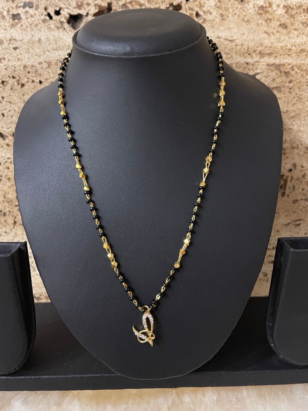 A-Z Short Mangalsutra Designs Letter Mangalsutra Gold Custom Name Mangalsutra (Length 18 Inches)