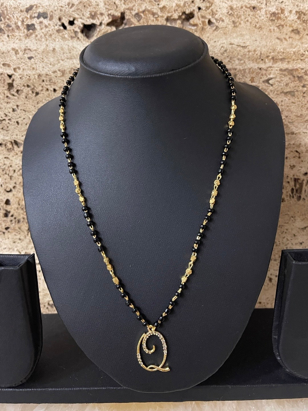 A-Z Short Mangalsutra Designs Letter Mangalsutra Gold Custom Name Mangalsutra (Length 18 Inches)