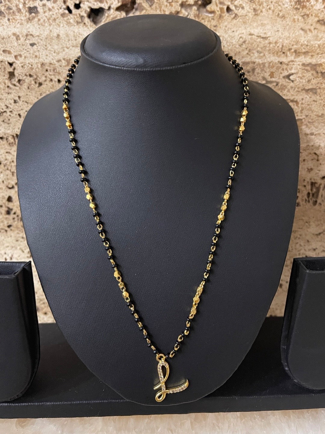 A-Z Short Mangalsutra Designs Letter Mangalsutra Gold Custom Name Mangalsutra (Length 18 Inches)