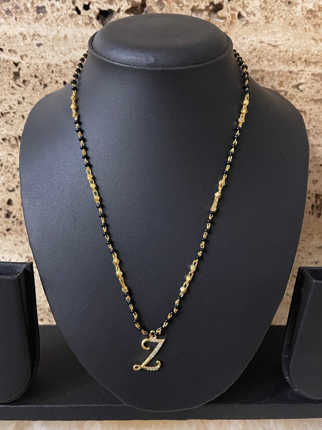 A-Z Short Mangalsutra Designs Letter Mangalsutra Gold Custom Name Mangalsutra (Length 18 Inches)