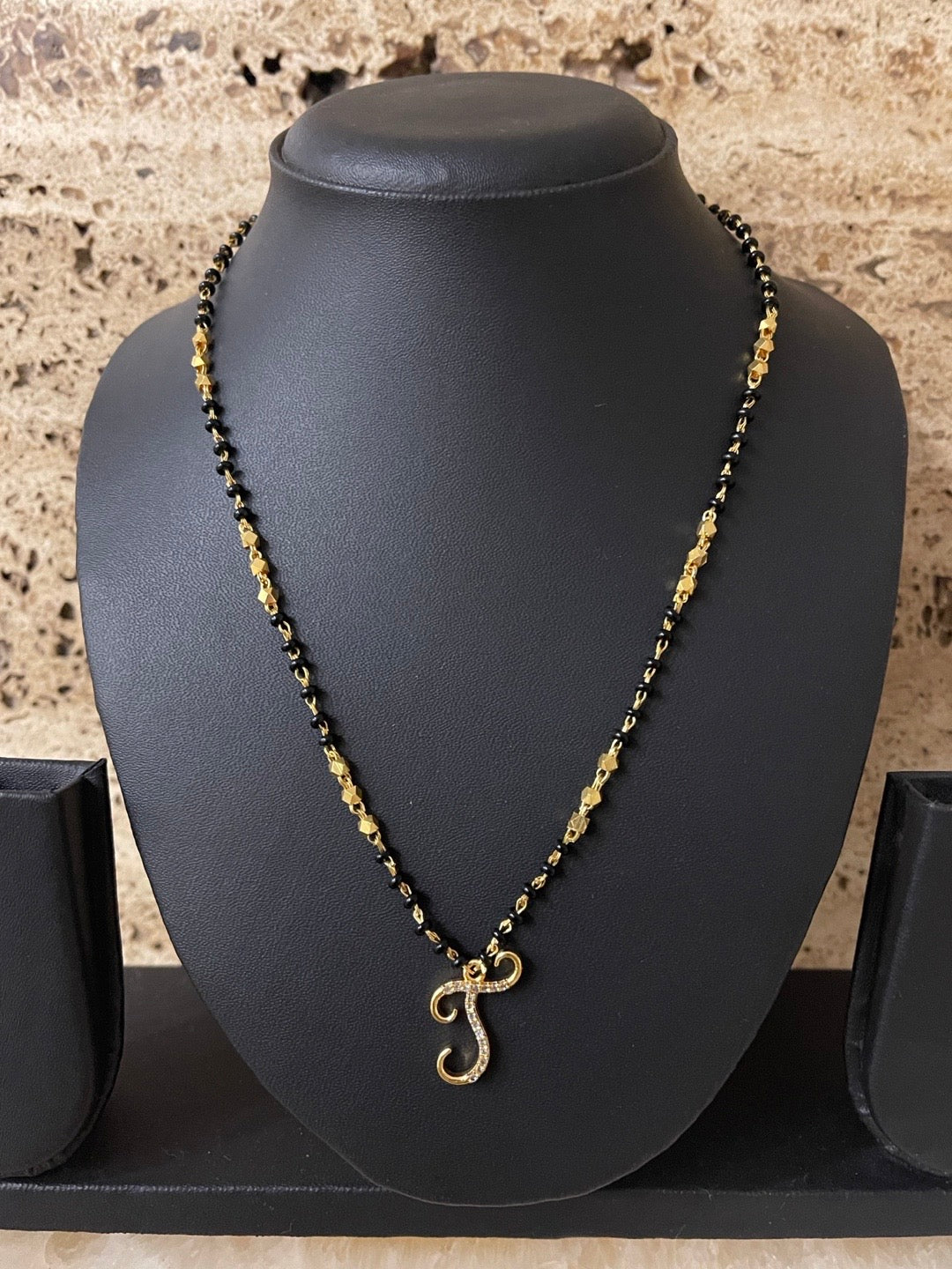 A-Z Short Mangalsutra Designs Letter Mangalsutra Gold Custom Name Mangalsutra (Length 18 Inches)