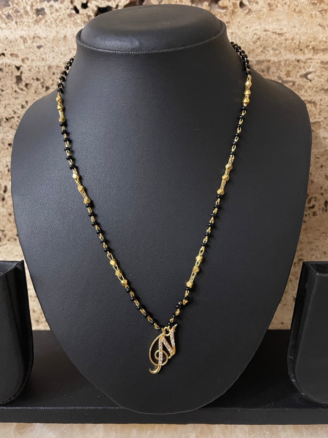 A-Z Short Mangalsutra Designs Letter Mangalsutra Gold Custom Name Mangalsutra (Length 18 Inches)