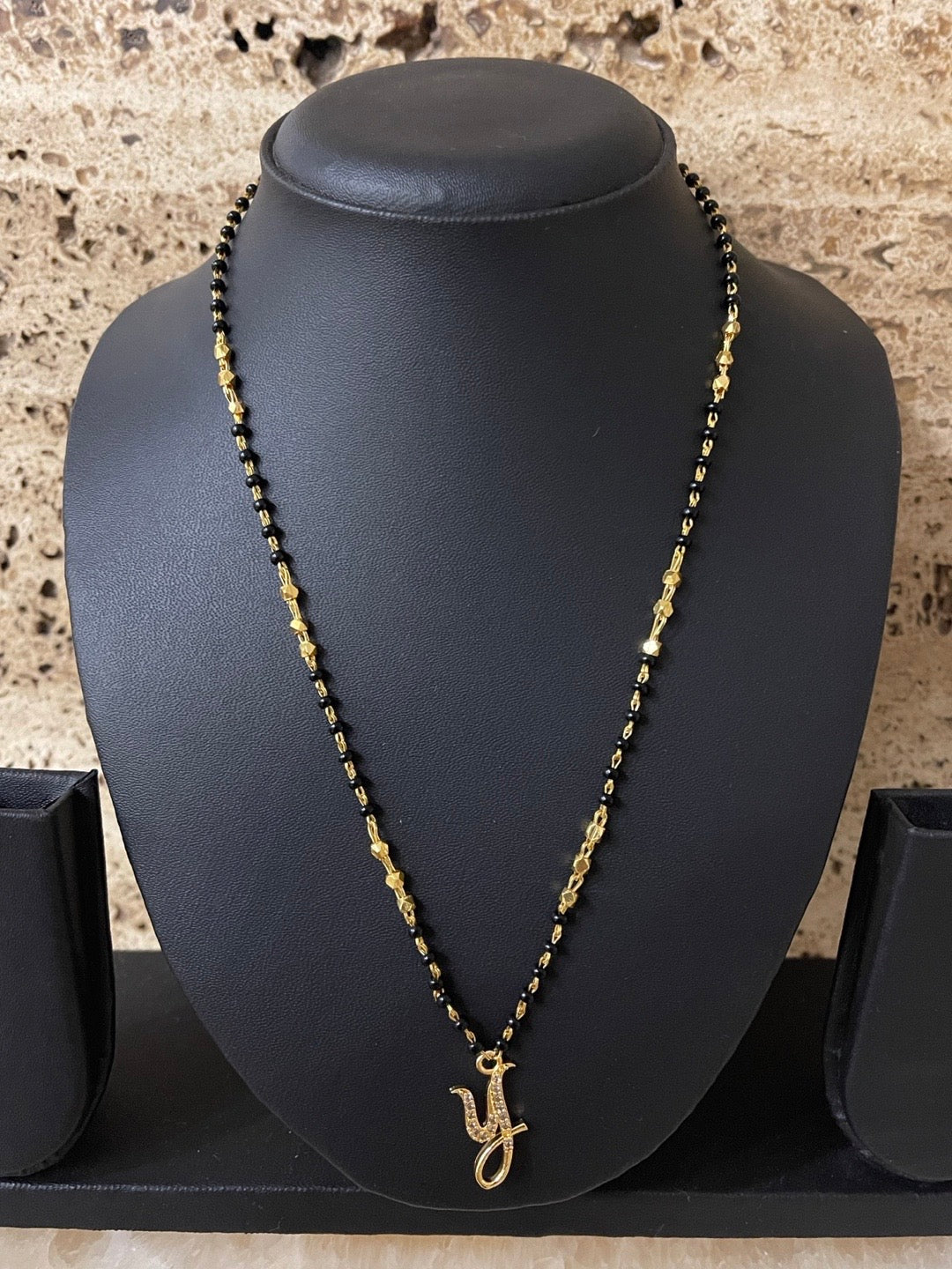 A-Z Short Mangalsutra Designs Letter Mangalsutra Gold Custom Name Mangalsutra (Length 18 Inches)