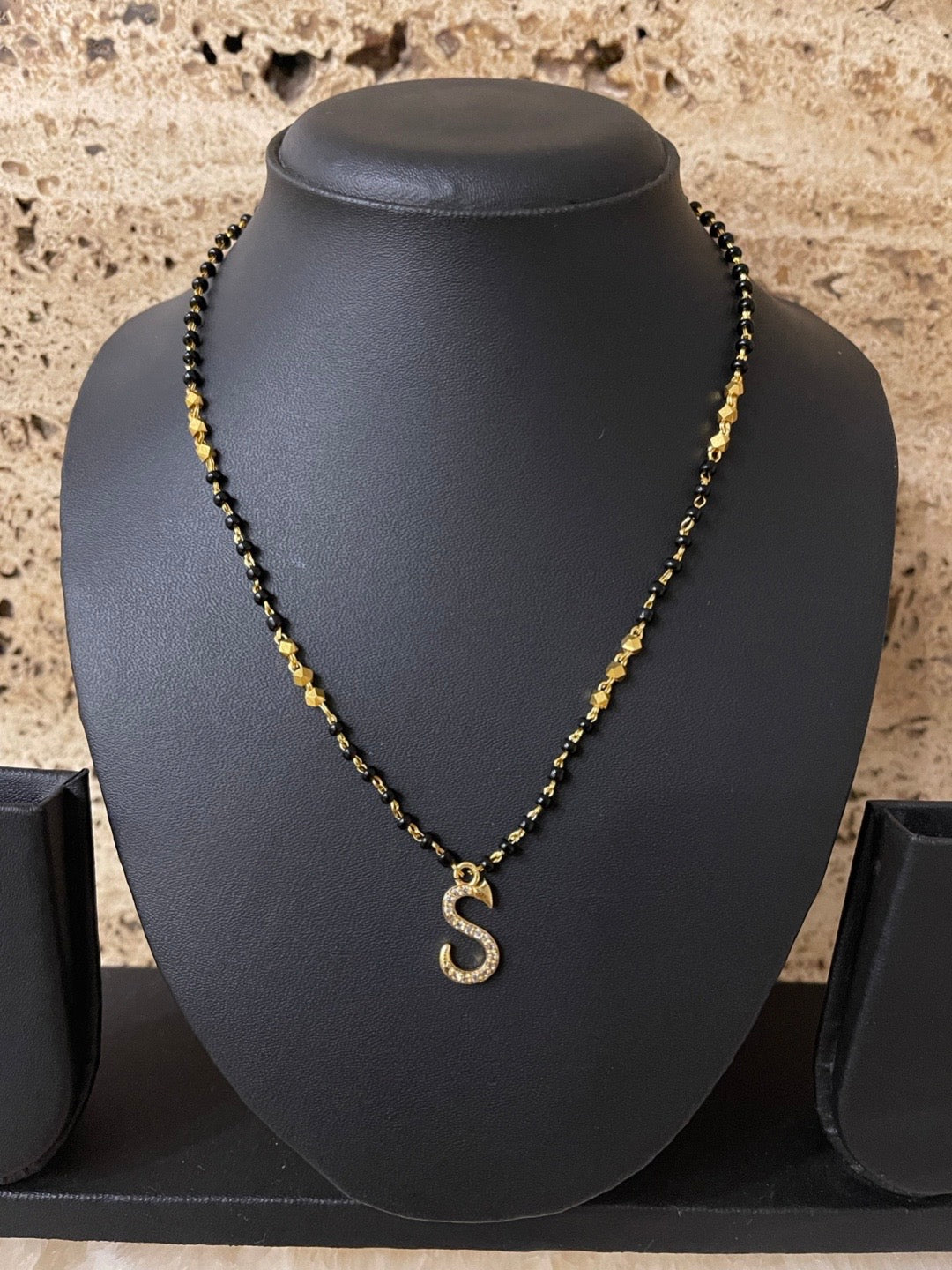A-Z Short Mangalsutra Designs Letter Mangalsutra Gold Custom Name Mangalsutra (Length 18 Inches)