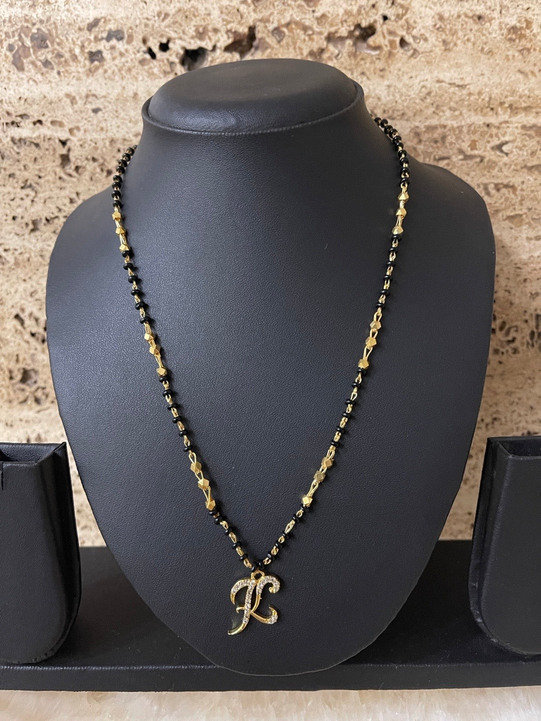A-Z Short Mangalsutra Designs Letter Mangalsutra Gold Custom Name Mangalsutra (Length 18 Inches)