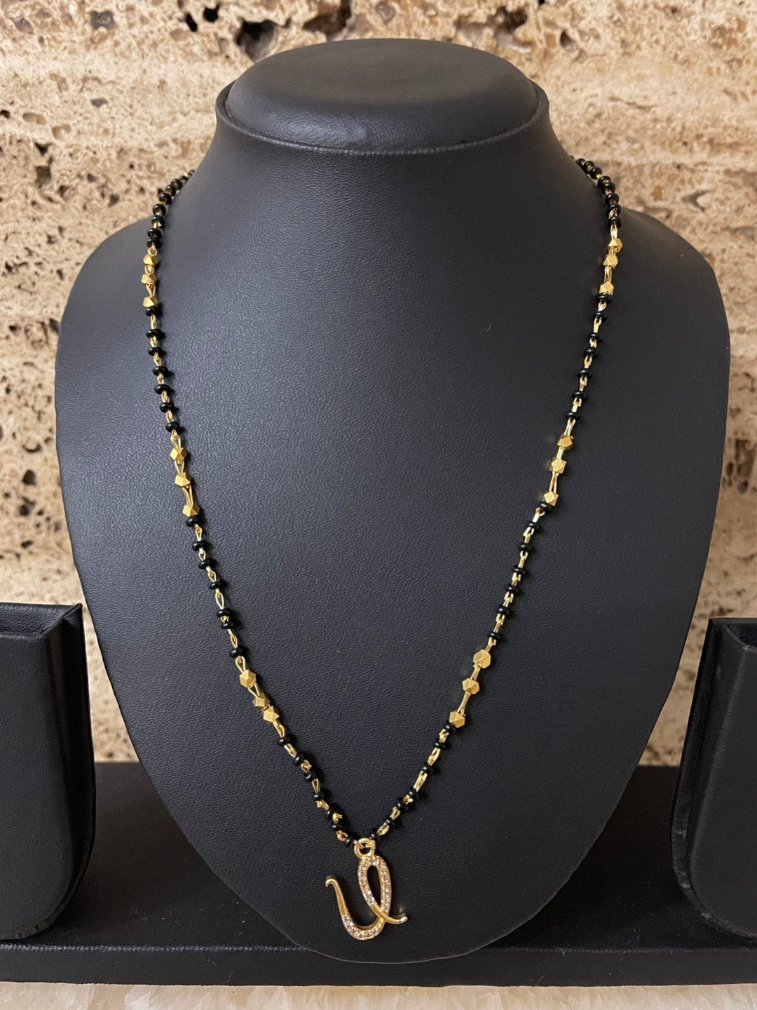 A-Z Short Mangalsutra Designs Letter Mangalsutra Gold Custom Name Mangalsutra (Length 18 Inches)