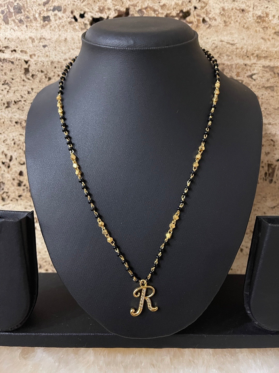 A-Z Short Mangalsutra Designs Letter Mangalsutra Gold Custom Name Mangalsutra (Length 18 Inches)