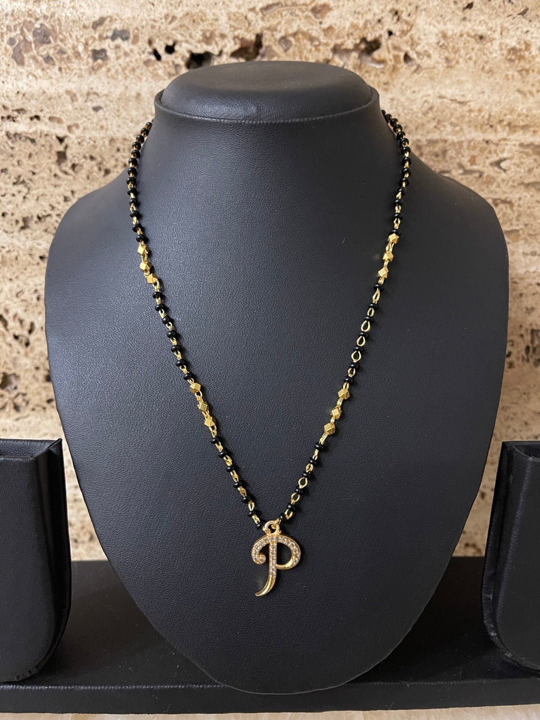 A-Z Short Mangalsutra Designs Letter Mangalsutra Gold Custom Name Mangalsutra (Length 18 Inches)