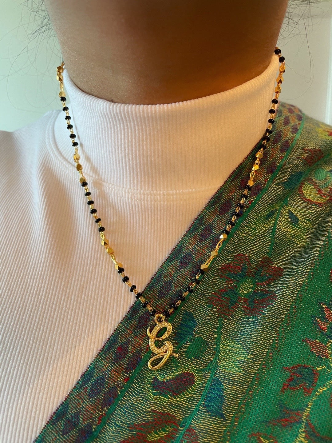 A-Z Short Mangalsutra Designs Letter Mangalsutra Gold Custom Name Mangalsutra (Length 18 Inches)