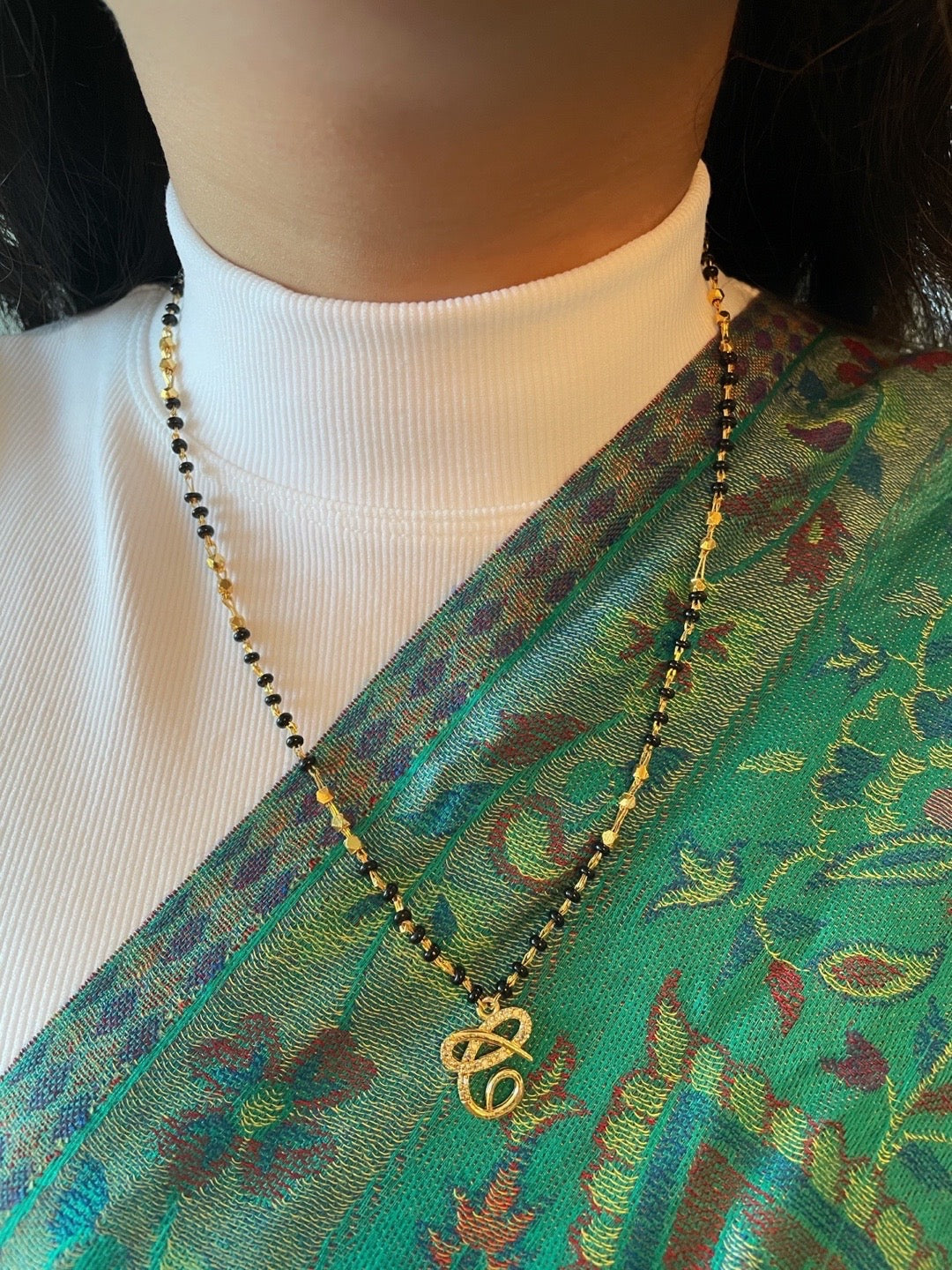 A-Z Short Mangalsutra Designs Letter Mangalsutra Gold Custom Name Mangalsutra (Length 18 Inches)