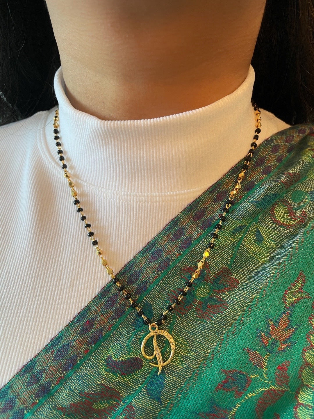 A-Z Short Mangalsutra Designs Letter Mangalsutra Gold Custom Name Mangalsutra (Length 18 Inches)