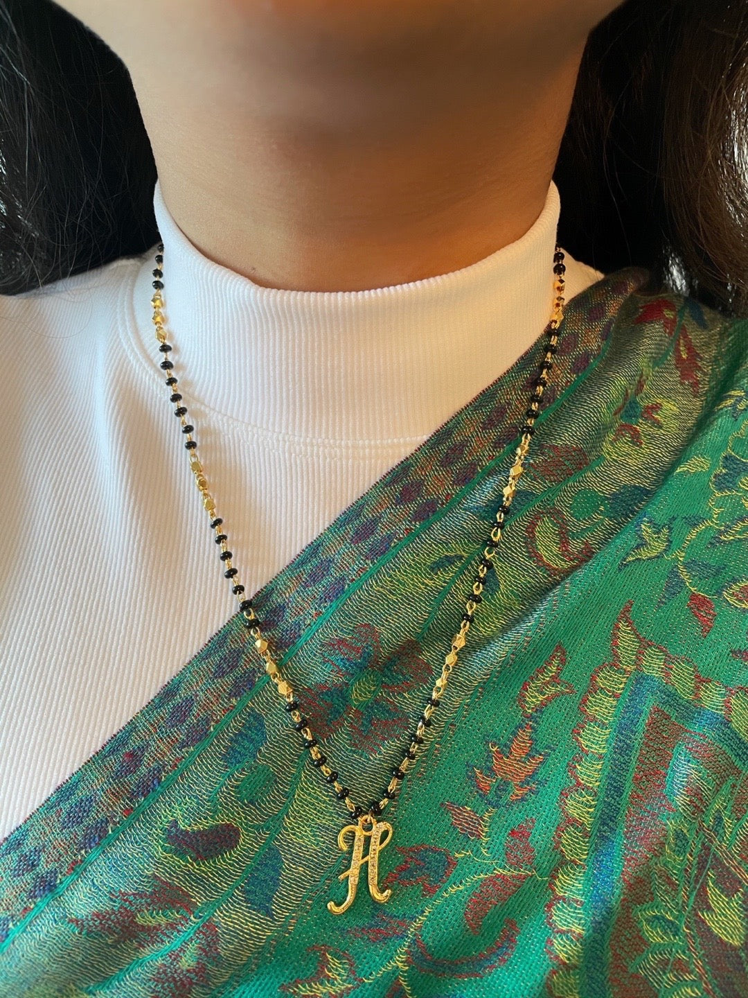 A-Z Short Mangalsutra Designs Letter Mangalsutra Gold Custom Name Mangalsutra (Length 18 Inches)