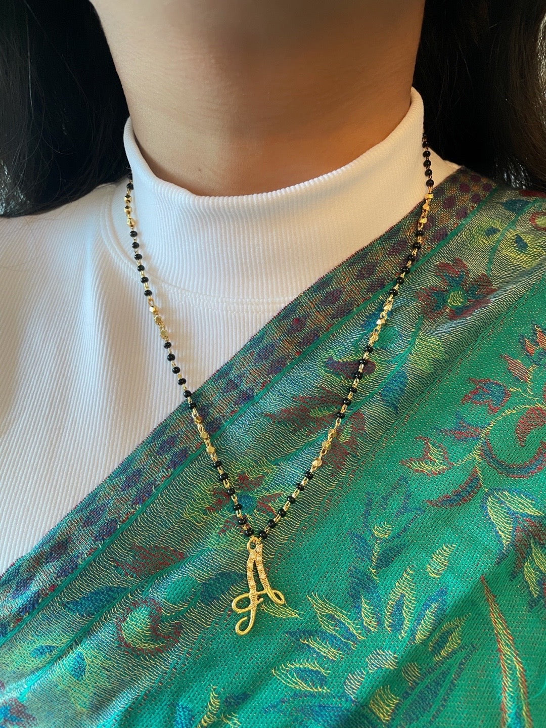 A-Z Short Mangalsutra Designs Letter Mangalsutra Gold Custom Name Mangalsutra (Length 18 Inches)