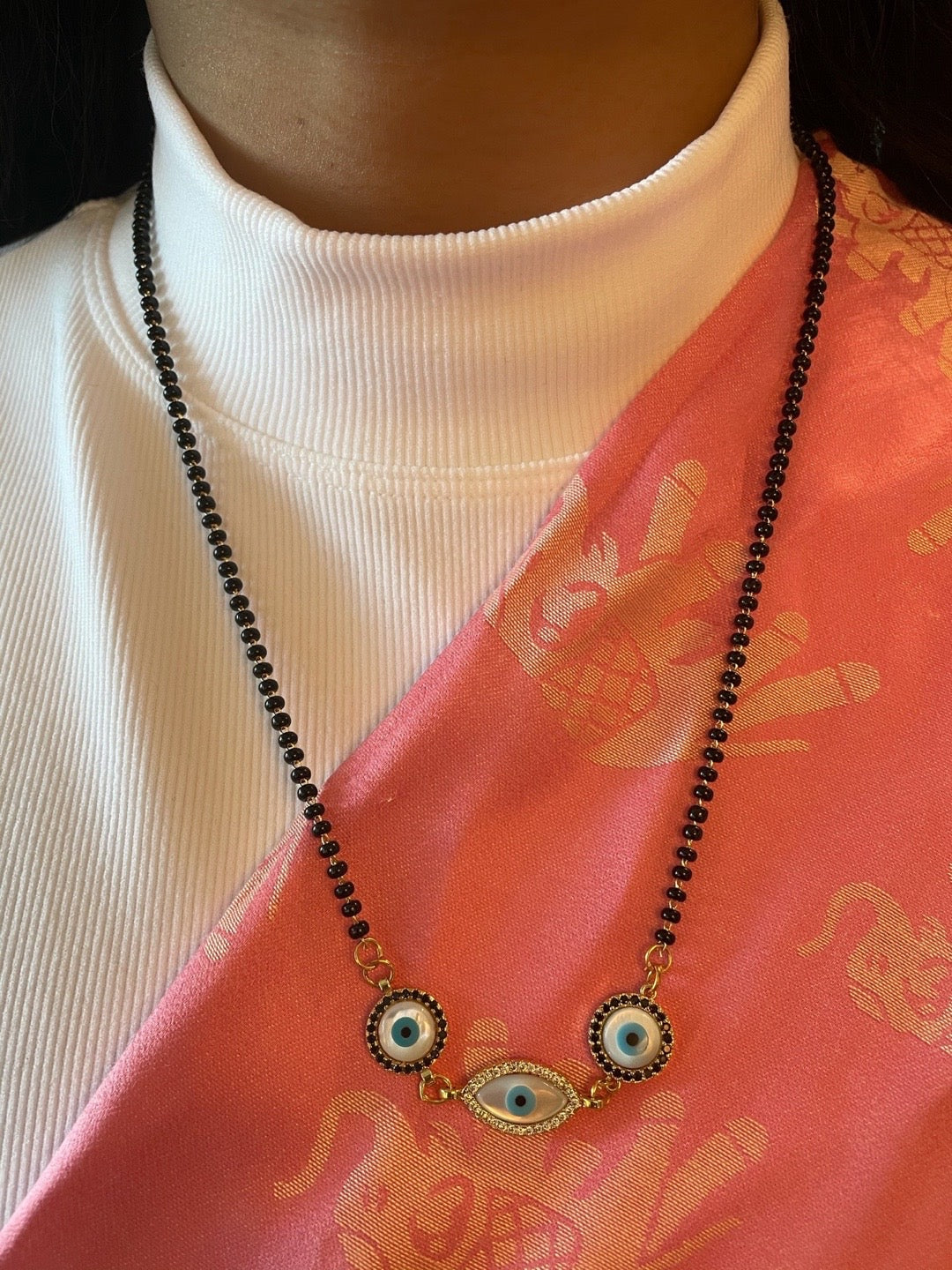 Mother of Pearl Evil Eye Short Mangalsutra Designs