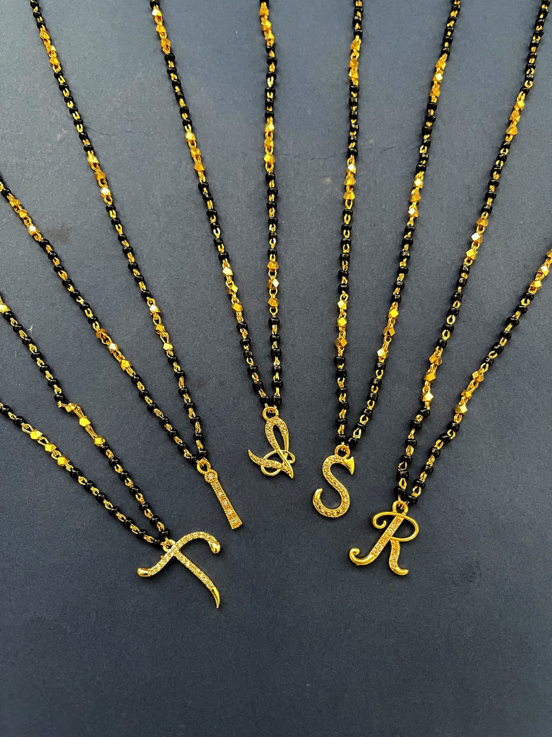 A-Z Short Mangalsutra Designs Letter Mangalsutra Gold Custom Name Mangalsutra (Length 18 Inches)