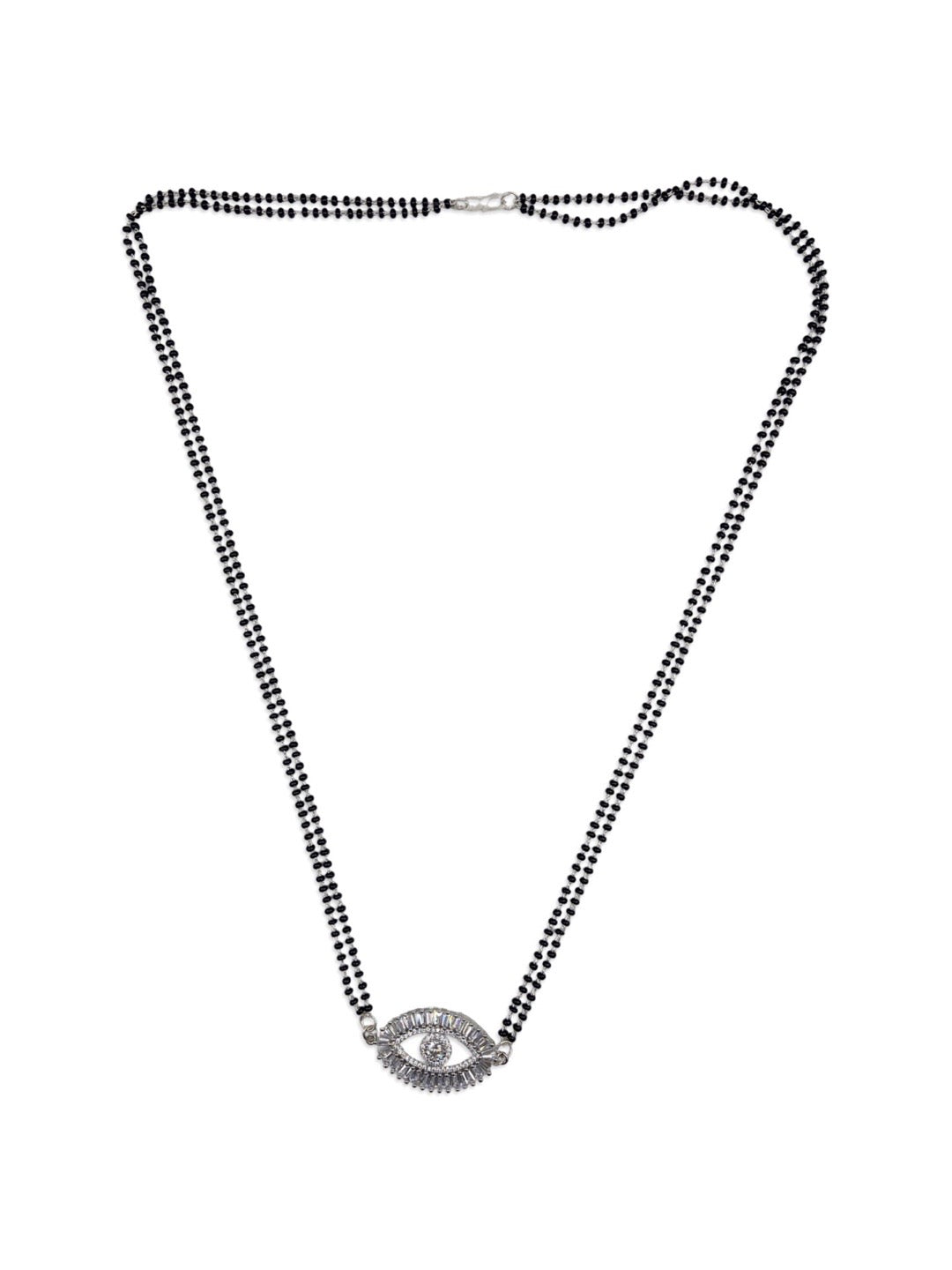 Big Evil Eye AD Pendent Silver Short Mangalsutra