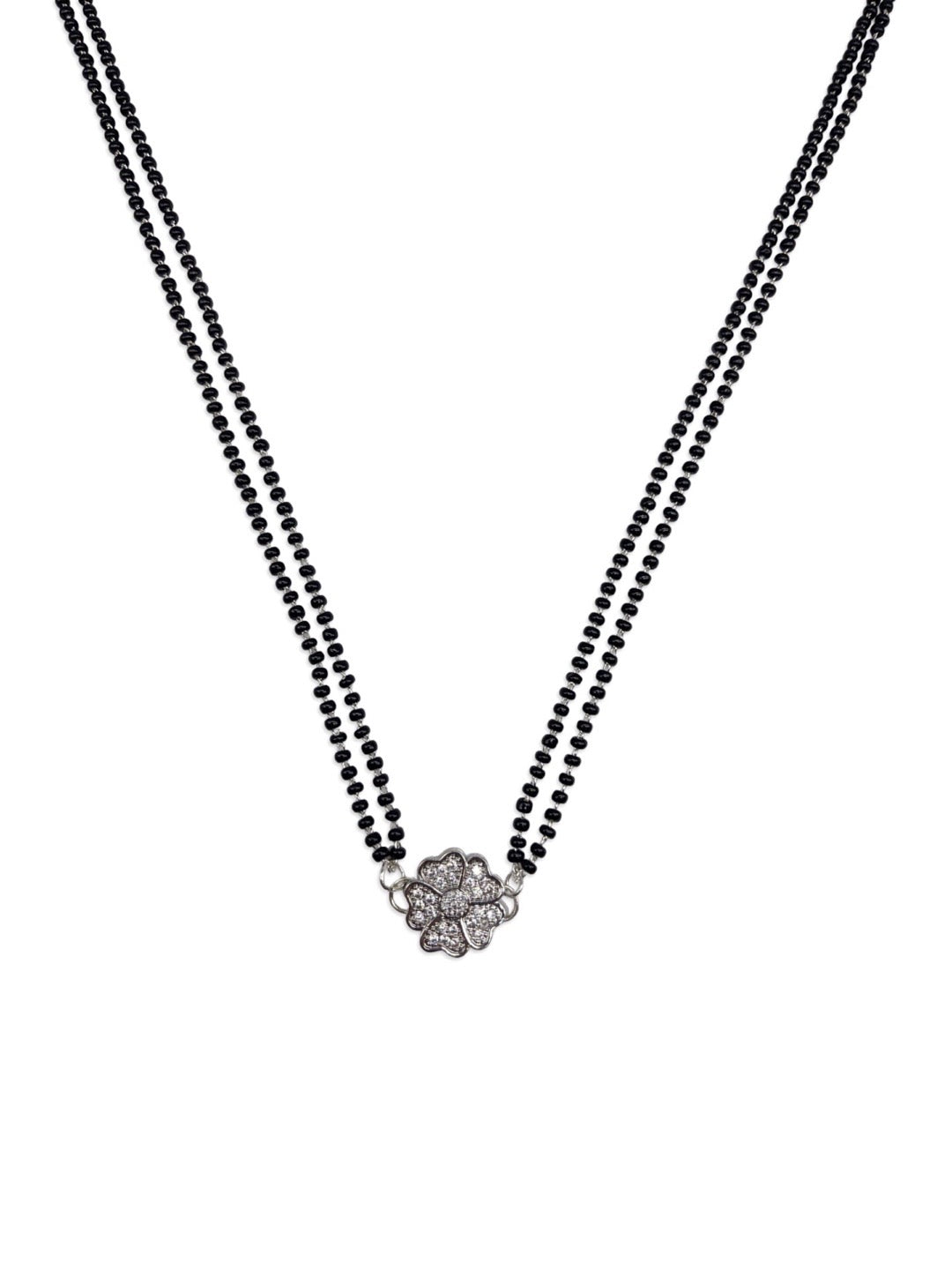 Silver Plated Floral Short Mangalsutra