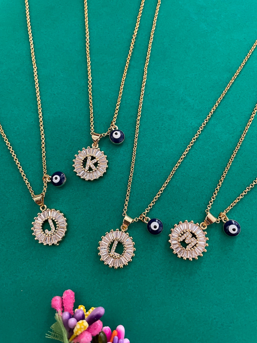 A-Z Custom Initial Evil Eye Necklace | Gold-Plated Letter Necklace | All Alphabets