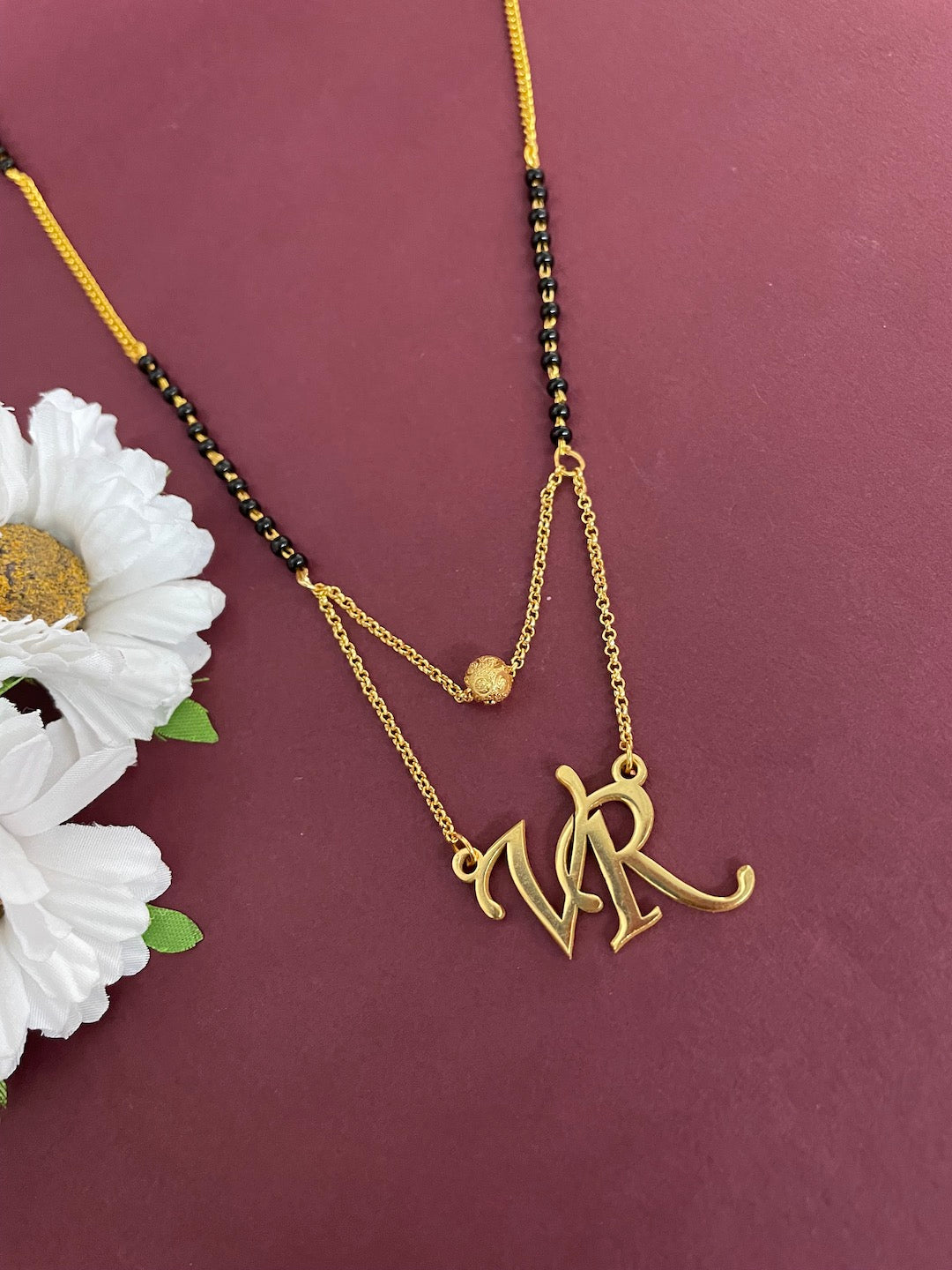 Custom Initial Pendant Name Mangalsutra Necklace (20 Inches)