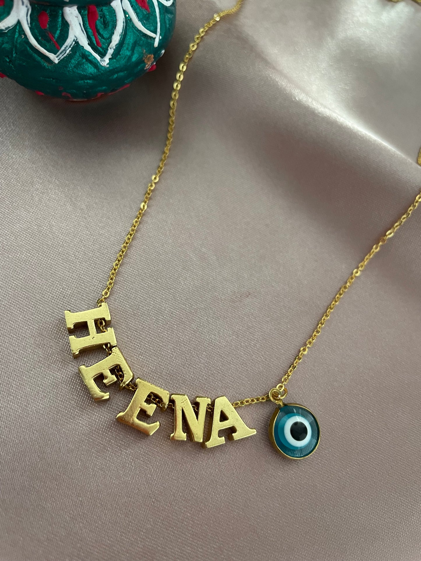 Big Evil Eye Name Necklace