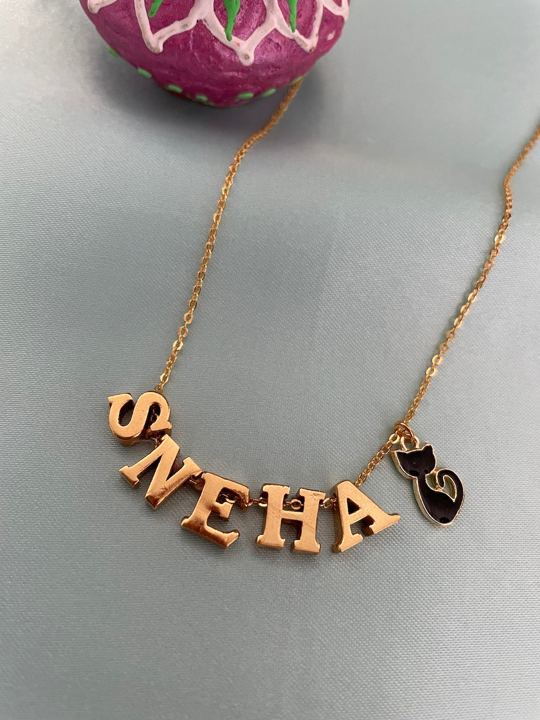 Cute Cat Custom Name Chain