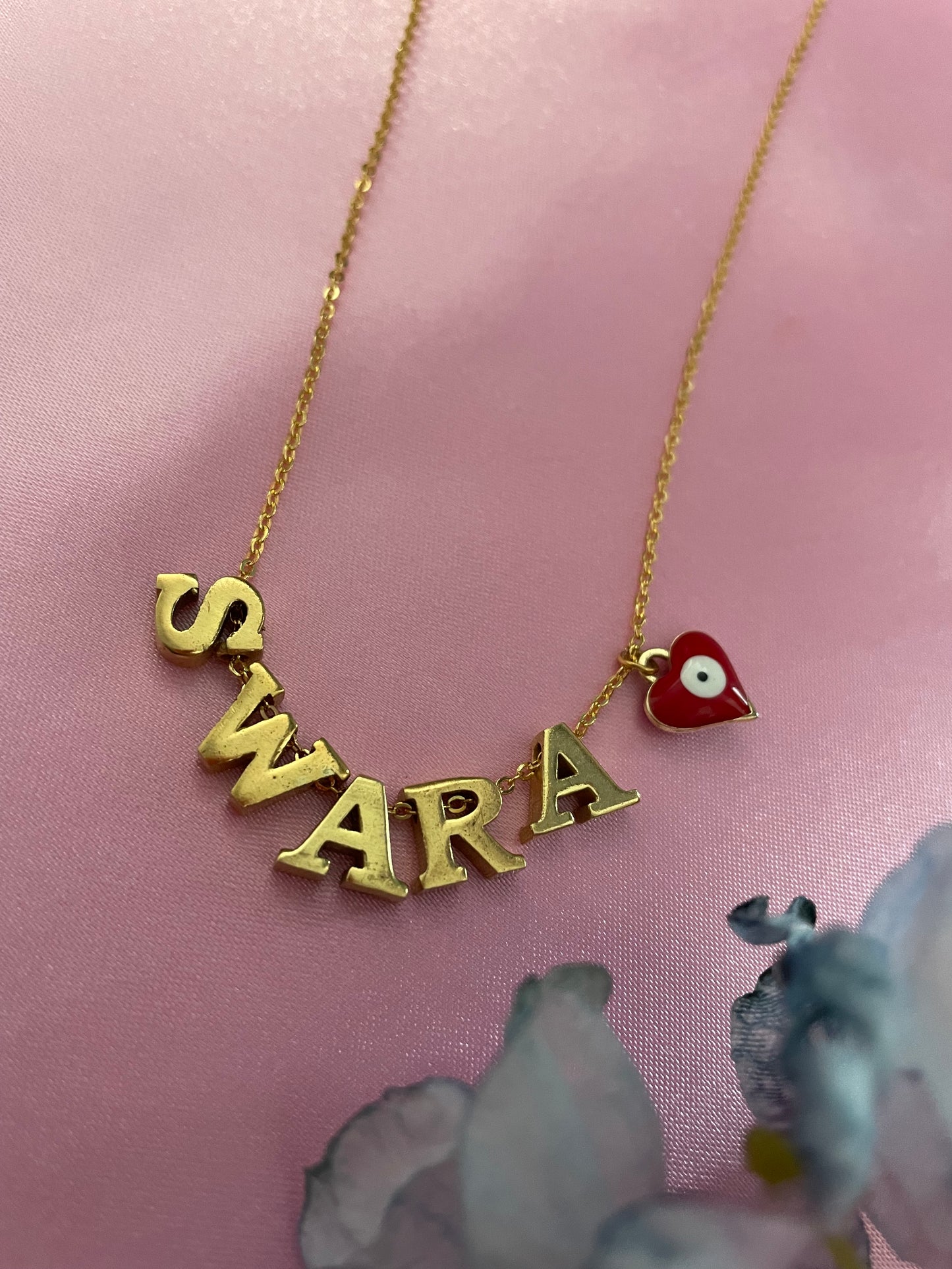 Heart Evil Eye Name Necklace