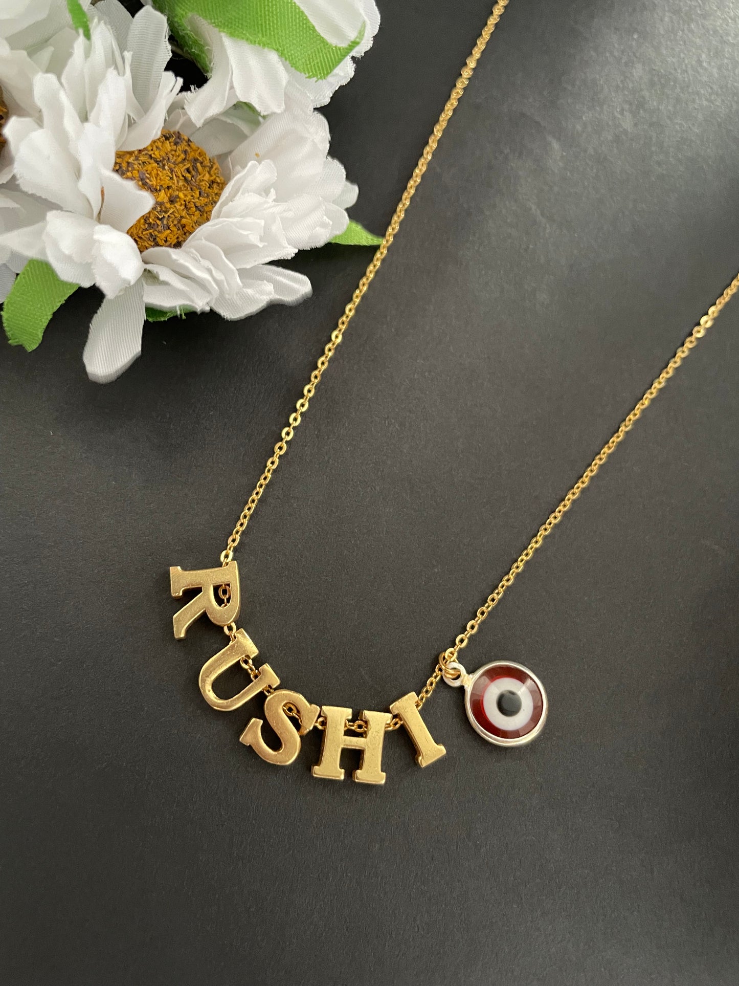 Big Evil Eye Name Necklace