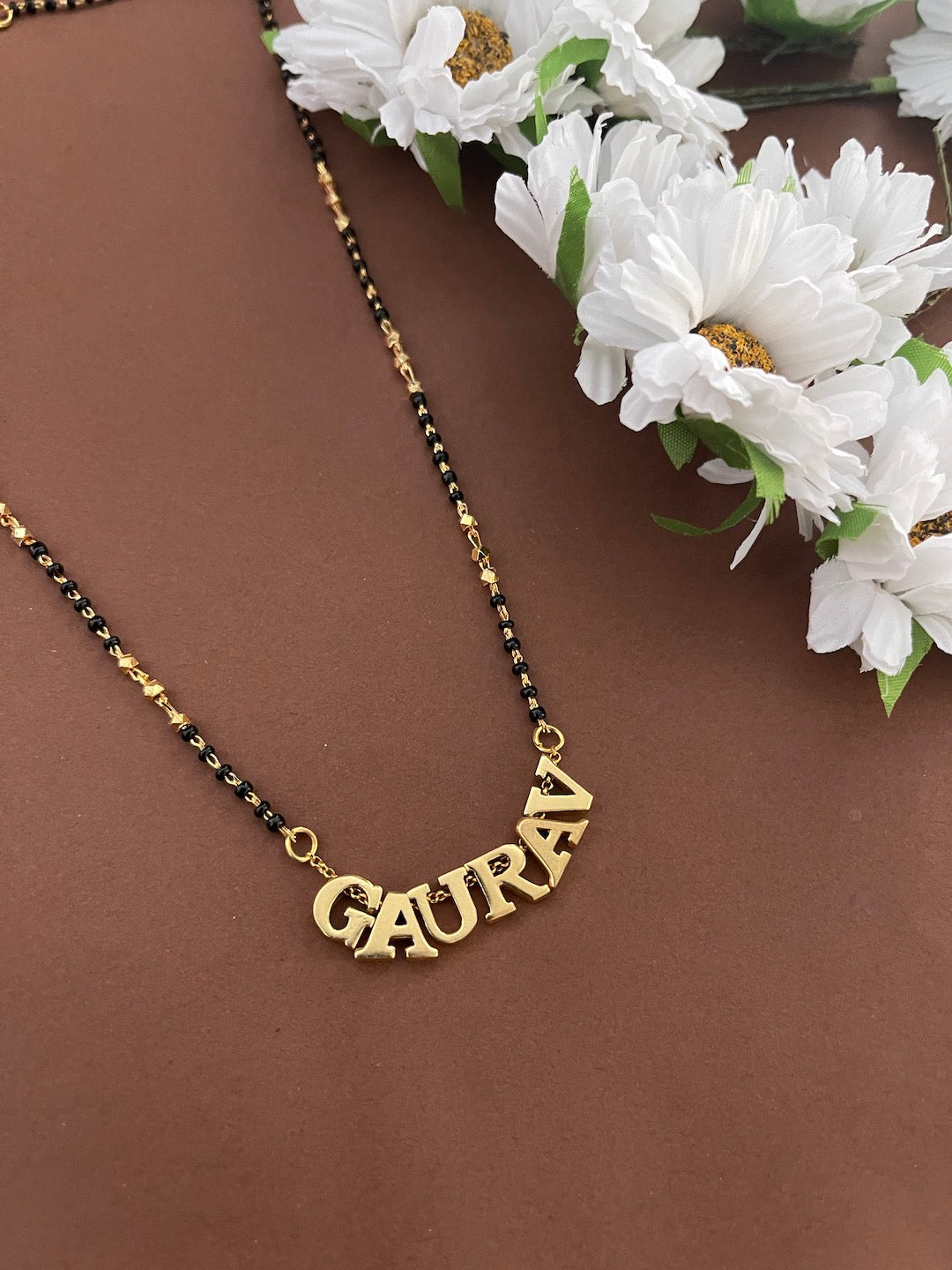 Mangalsutra Name Design With Simple Black Beads Chain | Short Mangalsutra