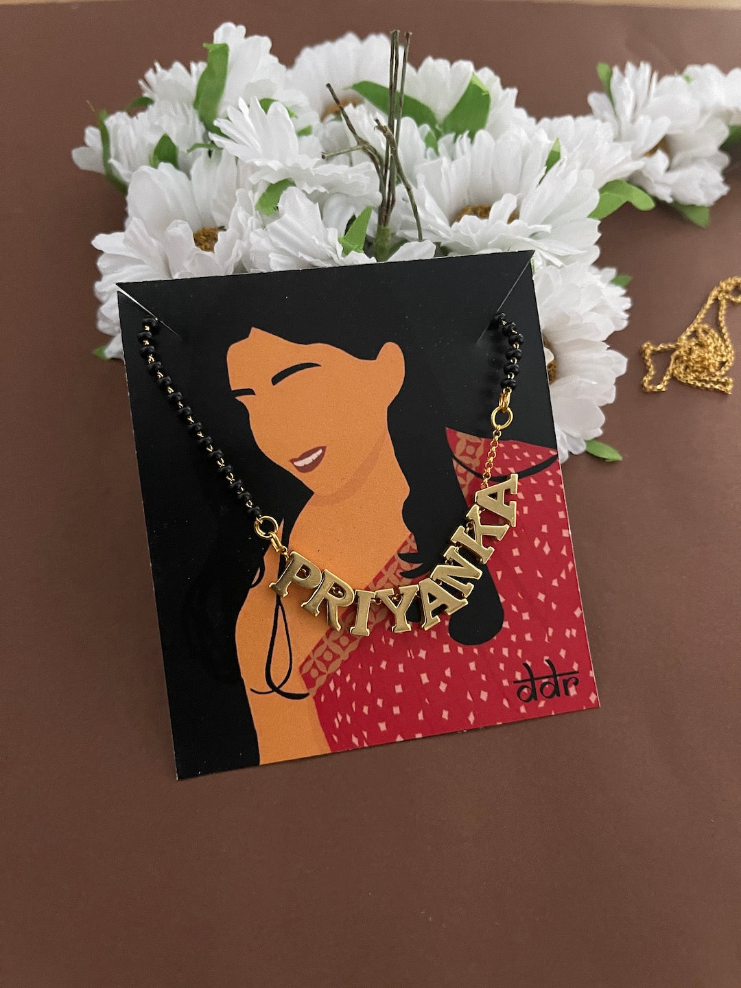 Gold Name Mangalsutra With Traditional Black Beads Chain | Short Mangalsutra