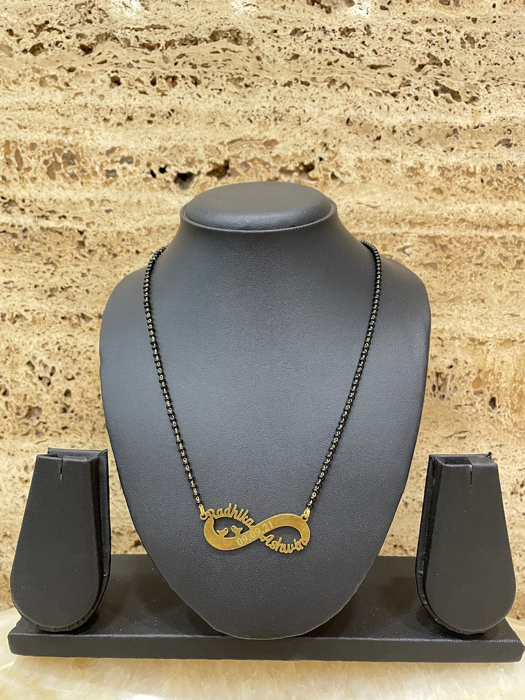 Personalized Infinity Short Mangalsutra With Two Names & Engraved Date