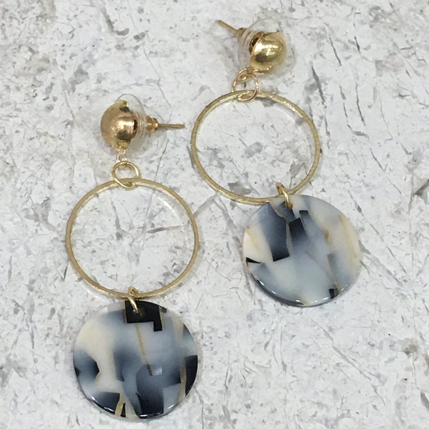 Digital Dress Room Shaded Danglers with Gold Earrings