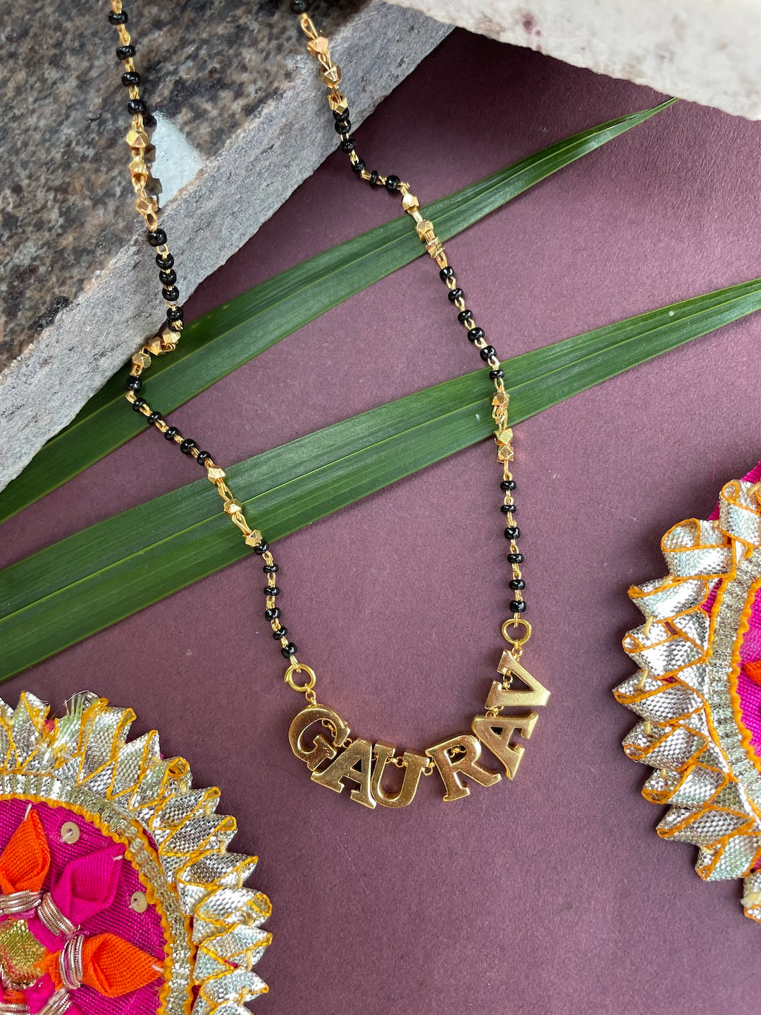 Mangalsutra Name Design With Simple Black Beads Chain | Short Mangalsutra