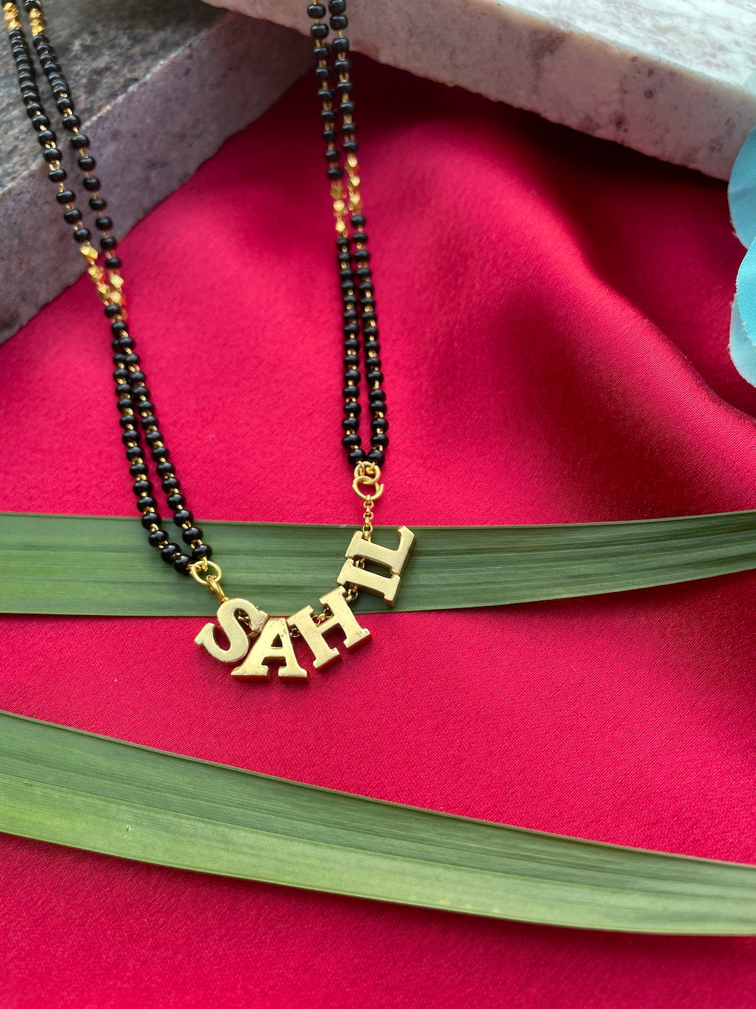 Fancy Name Mangalsutra With 2 Line Black Beads Chain | Short Mangalsutra