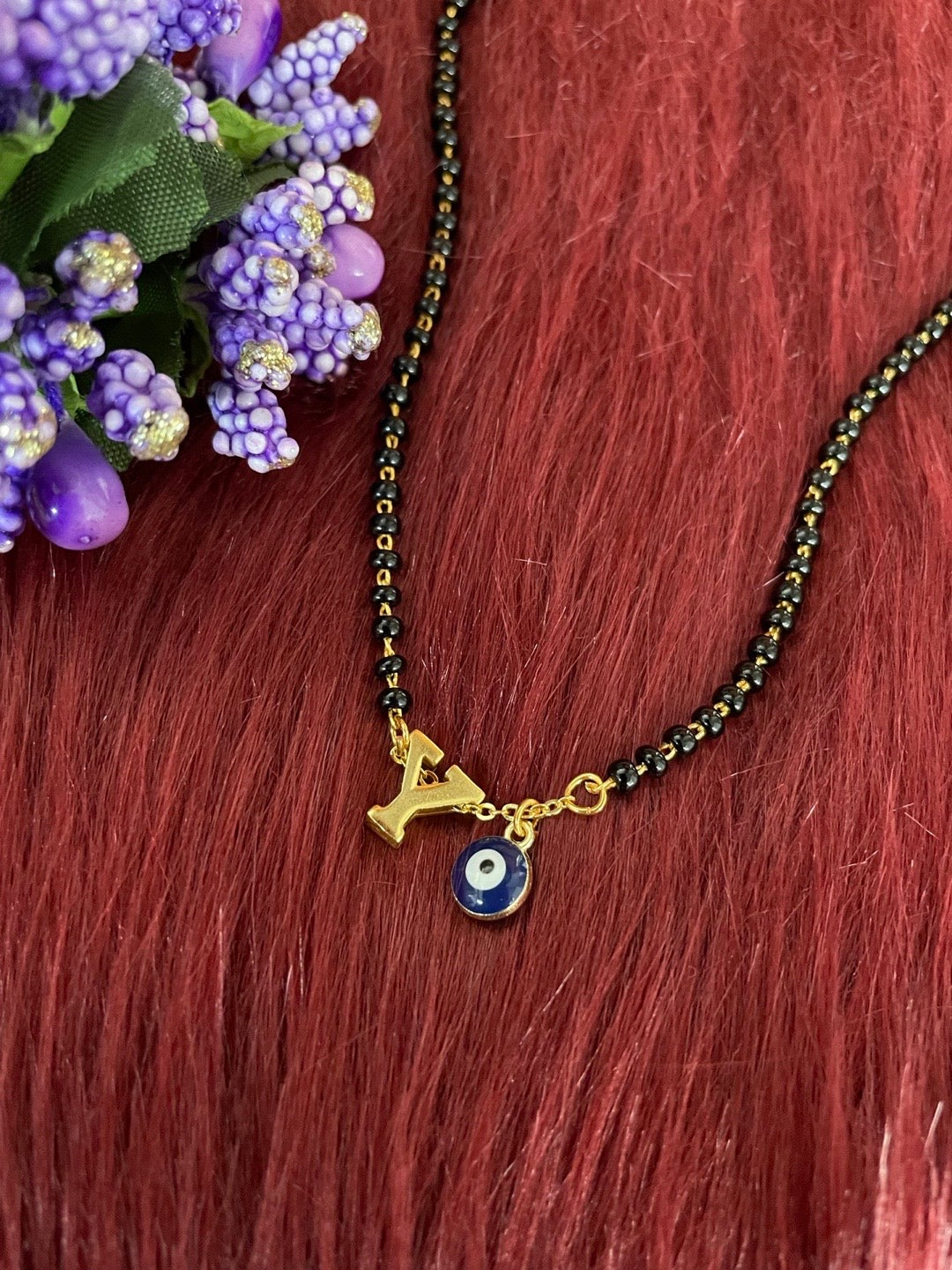 A-Z Letter Short Mangalsutra Designs with Evil Eye (20 Inches)