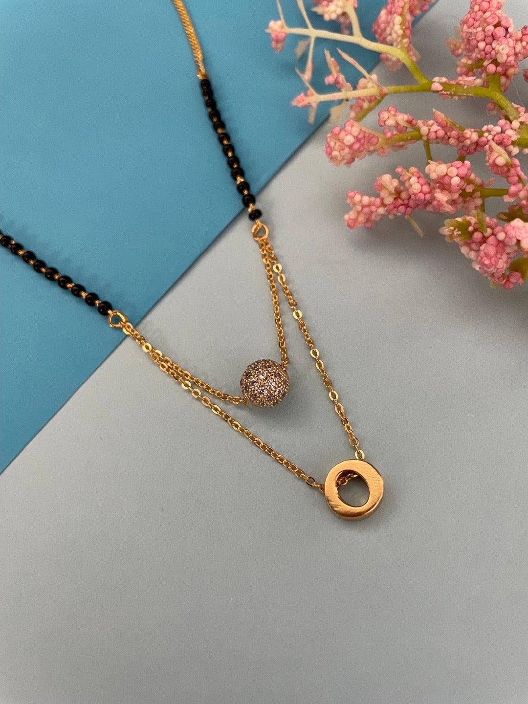 A-Z Letter Mangalsutra American Diamond Ball Pendant Short Mangalsutra Name Mangalsutras