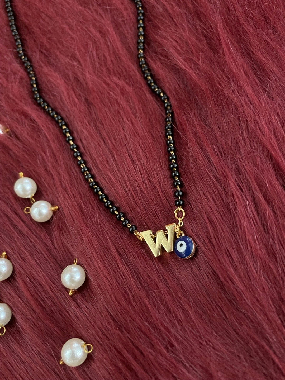 A-Z Letter Short Mangalsutra Designs with Evil Eye (20 Inches)