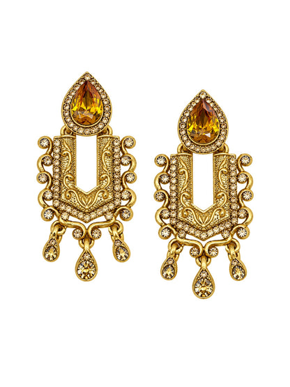 Gold Tone Amber Drop Chandelier Earrings for Women