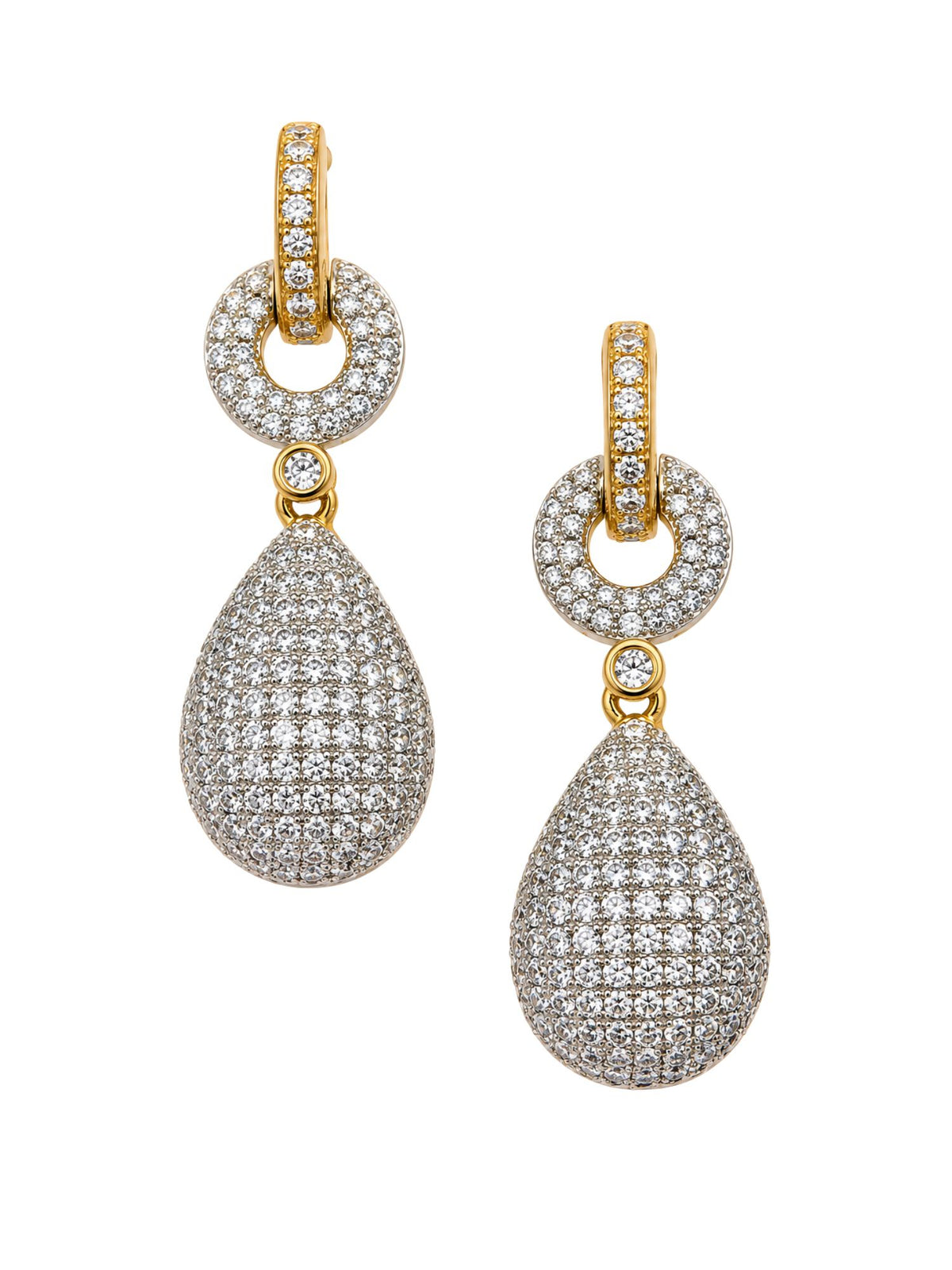 Gold Tone Diamond Teardrop Drop Earrings for Women