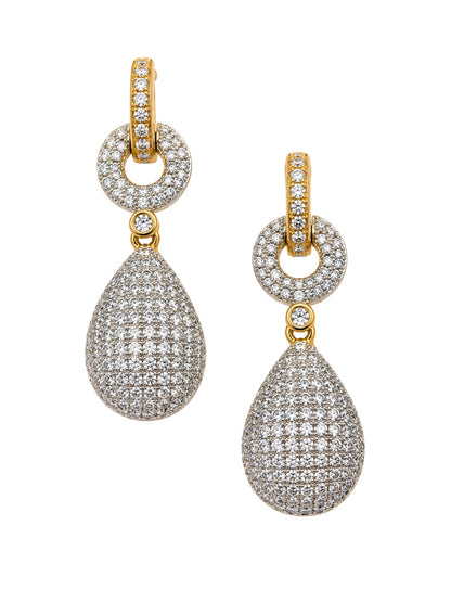 Gold Tone Diamond Teardrop Drop Earrings for Women